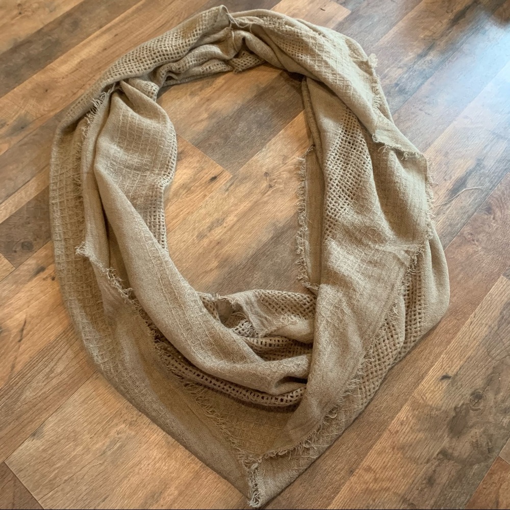 Taupe waffle knit infinity scarf - Picture 1 of 7